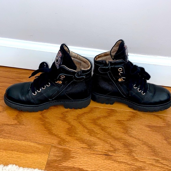 Cesare Paciotti Leather 29 Combat chelsea Boots Girls laces & Zipper 11.5 size - Picture 1 of 9